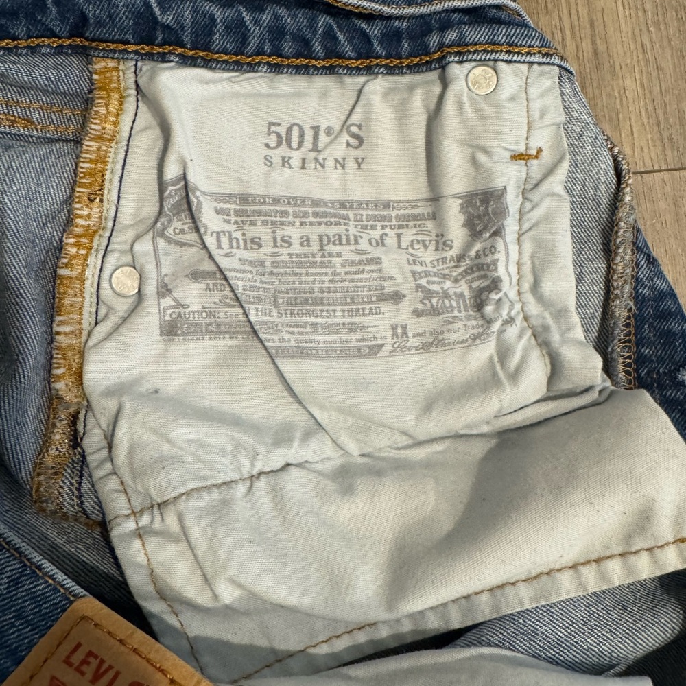 Levi's Blue 501 Skinny Jeans - Picture 3 of 4